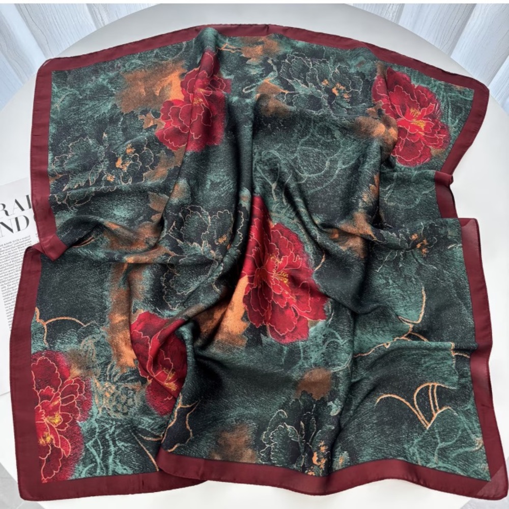 Red & Green Floral Scarf